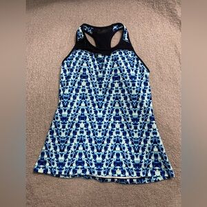 Athleta Blue and Black Patterned Tank Top